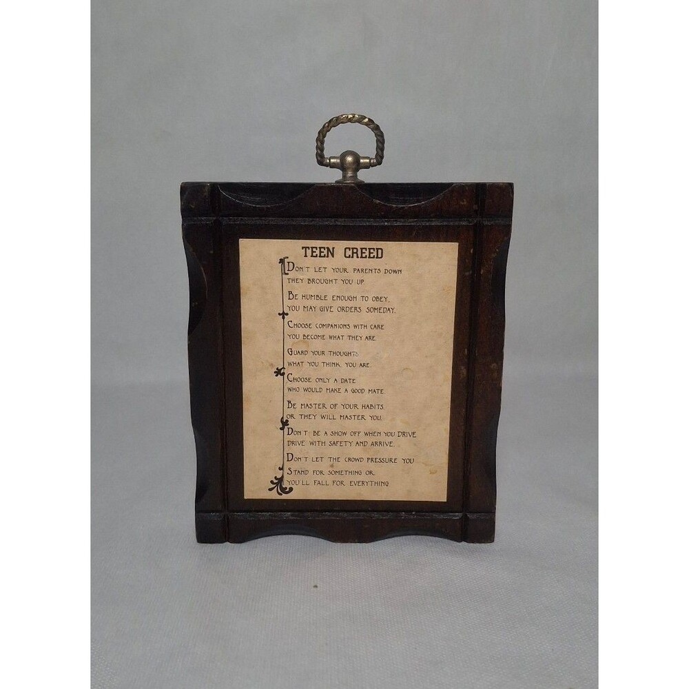 Vintage "Teen Creed" Wooden Plaque Wall Art 70s 80s Kids Room